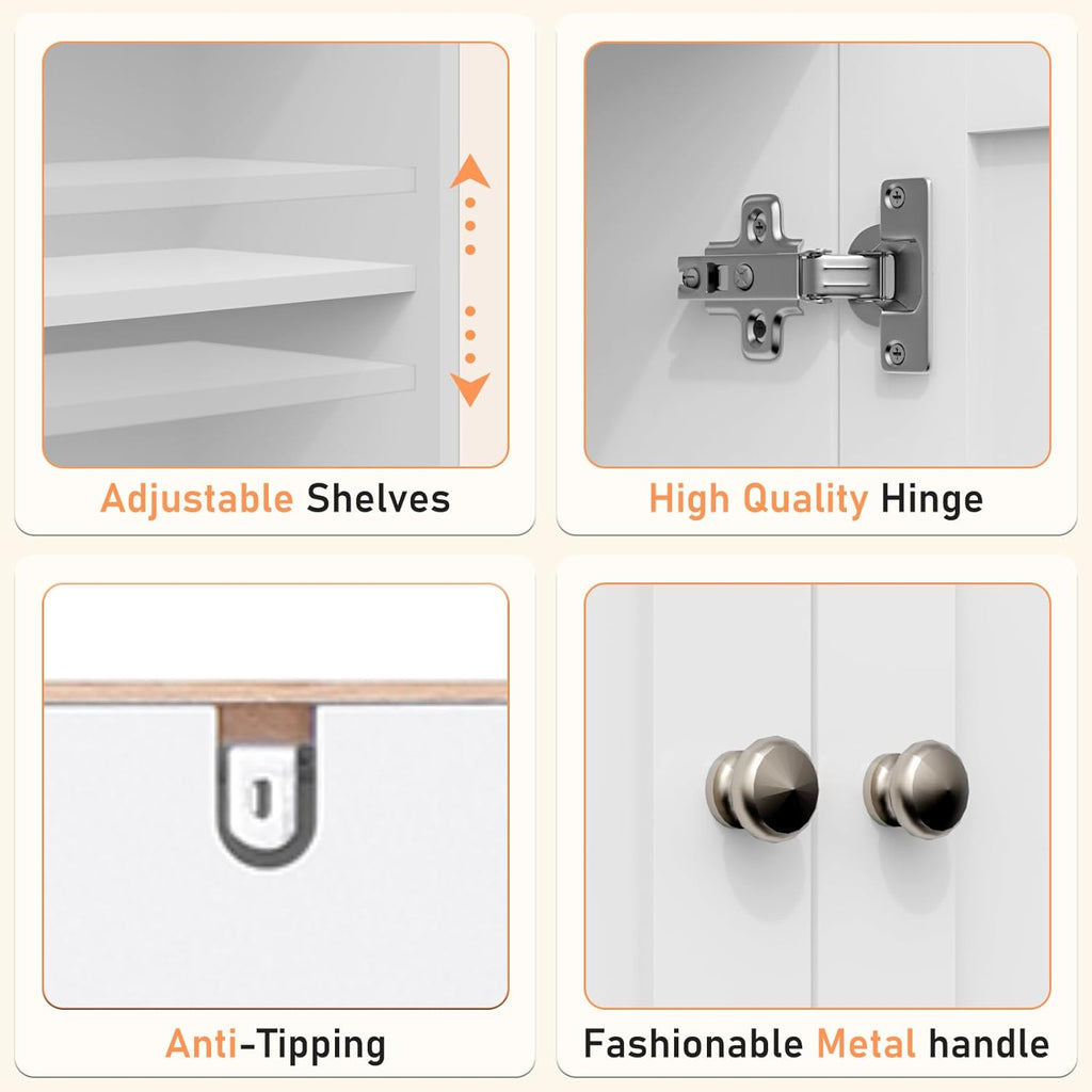 Over The Toilet Storage Cabinet, Behind Toilet Bathroom Organizer with Adjustable Shelves, Above Toilet Organizers with Barn Door, Space Saver for Restroom, Bathroom, Laundry