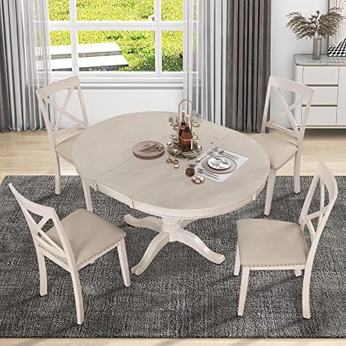 Harper & Bright Designs Modern Dining Table Set for 4,Round Table and 4 K...