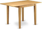 East West Furniture NDEN3-OAK-08 3 Piece Dining Room Table Set Contains a Rectangle Dining Table with Dropleaf and 2 Linen Fabric Parson Kitchen Chairs, 30x48 Inch, Oak