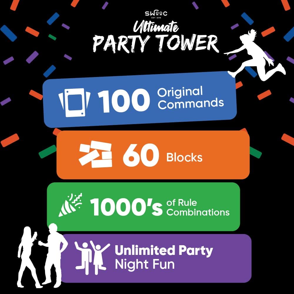Swooc Games - Ultimate Party Tower™ - 100 Original Commands, 60 Blocks, &...