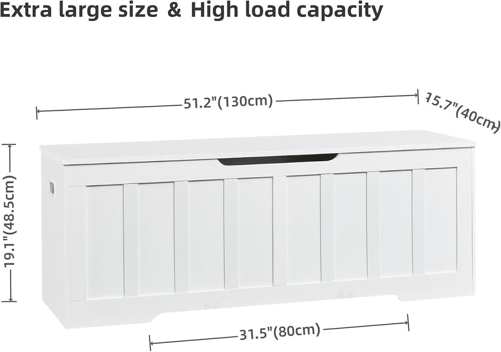 VANKILEY 51.2" Storage Chest Extra Large,Wooden Storage Bench,White | Ch...