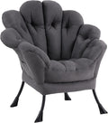 Lazy Chair for Living Room, Modern Floral Reading Chair, Dark Grey Accent Chairs, Comfortable Oversized Armchairs for Bedroom, Courtyard