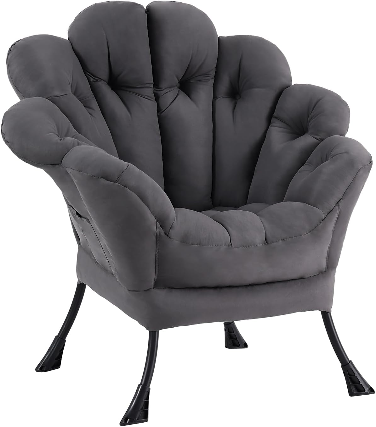 Lazy Chair for Living Room, Modern Floral Reading Chair, Dark Grey Accent Chairs, Comfortable Oversized Armchairs for Bedroom, Courtyard