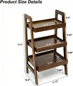 100% Solid Wood 3 Tier Ladder Shelf, Freestanding Small Ladder Bookshelf with Open Storage, Space-Saving Bookcase and Side Table for Living Room, Bedroom, Home Office, Walnut Finish