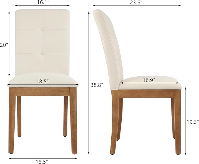 DAGONHIL Dining Chairs Set of 6, Modern Upholstered Fabric Dining Room Chairs, Armless Kitchen Chairs with Wood Legs and Padded Seat for Living Room, Bedroom, Kitchen (Beige)