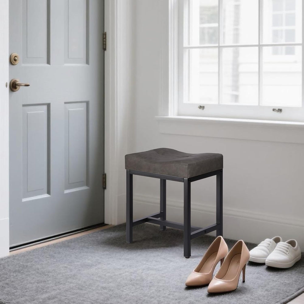 Saddle Seat Vanity Stool, Makeup Stool Chair with Metal Leg, U-Shaped Leather...