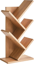 YMYNY 4 Tier Tree Bookshelf, Small Bookcase, Modern Wood Book Storage Rack, Freestanding Book Shelf for Books/Movies/CDs, Narrow Display Rack for Living Room, Home Office, Light Oak UHBC014K