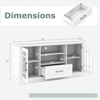 GOFLAME Farmhouse TV Stand for TVs up to 70", Entertainment Media Center Storage Cabinet with Glass Doors, Open Shelves & Drawer, Wooden Television Console Table for Living Room (White)