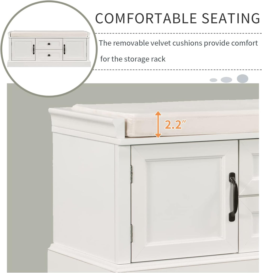 GDFStudio Jasd 42.50" Storage Bench with 2 Drawers and 2 Cabinets, Shoe ...