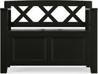 SIMPLIHOME Amherst 48" Wide Solid Wood Storage Bench in Coastal Blue | Transitional entryway bench with lift-up lid and hidden storage; perfect for mudrooms, hallways, or as a shoe bench.