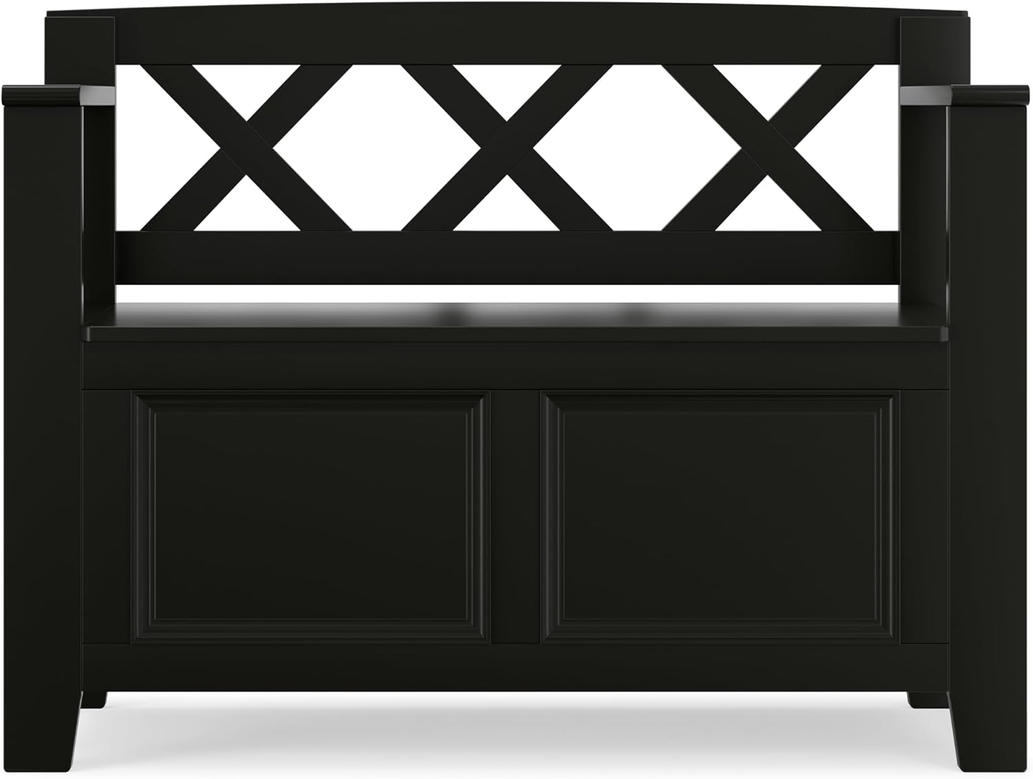 SIMPLIHOME Amherst 48" Wide Solid Wood Storage Bench in Coastal Blue | Transitional entryway bench with lift-up lid and hidden storage; perfect for mudrooms, hallways, or as a shoe bench.