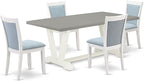 East West Furniture V097MZ015-5 5 Piece Kitchen Table Set for 4 Includes a Rectangle Dining Table with V-Legs and 4 Baby Blue Linen Fabric Parson Dining Chairs, 40x72 Inch, Multi-Color