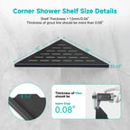 10 Inch No Drilling Corner Shower Shelf Matte Black– 2-Pack Wall Mounted Bathroom Shelves for Inside Shower, Triangular Recessed Shower Caddy, Stainless Steel Shower Organizer for Tiled Walls