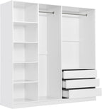 Merax Doorless Wooden Storage Wardrobe with Shelves and 3 Drawers, Functional Clothes Cabinet for Bedroom, Apartment