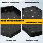 PBHEPJ 6 Pcs Metal Pegboard Panels, Heavy Duty Peg Boards for Garage and Garden Tool Storage, Includes Drywall Anchors and Screws Kits, Black