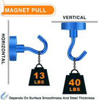 MIKEDE Magnetic Hooks Heavy Duty, 10 Lbs Magnet with Hooks for Cruise Cabins, Strong Magnets Neodymium for Hanging, Magnetic Wall Hooks for Refrigerator, Locker, Workplace(Blue, 10 Pack)