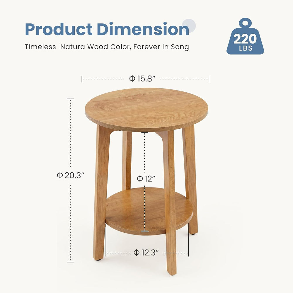 DUMOS Small Round End Tables Set of 2 for Living Room, Small Spaces