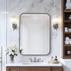 MZON 22x30 Inch Matte Black Bathroom Mirror, Rectangle Wall Mirror for Bathroom, Anti-Rust Frame & Tempered Glass, Hangs Horizontally/Vertically - Farmhouse, or Modern Bathroom Decor