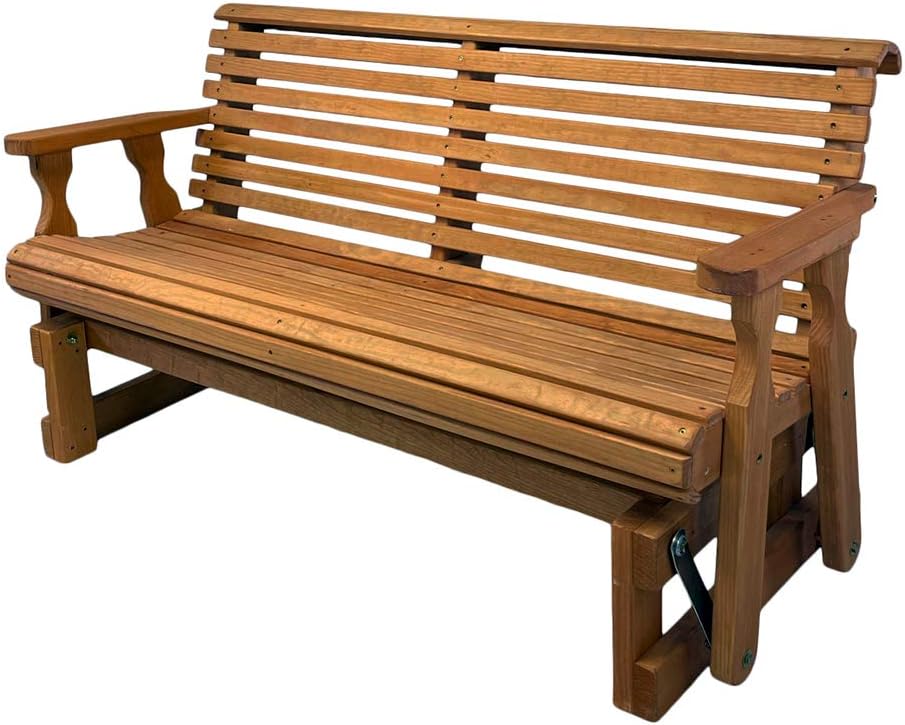 Amish Heavy Duty 800 Lb Roll Back Pressure Treated Porch Glider (4 Foot, Ceda...