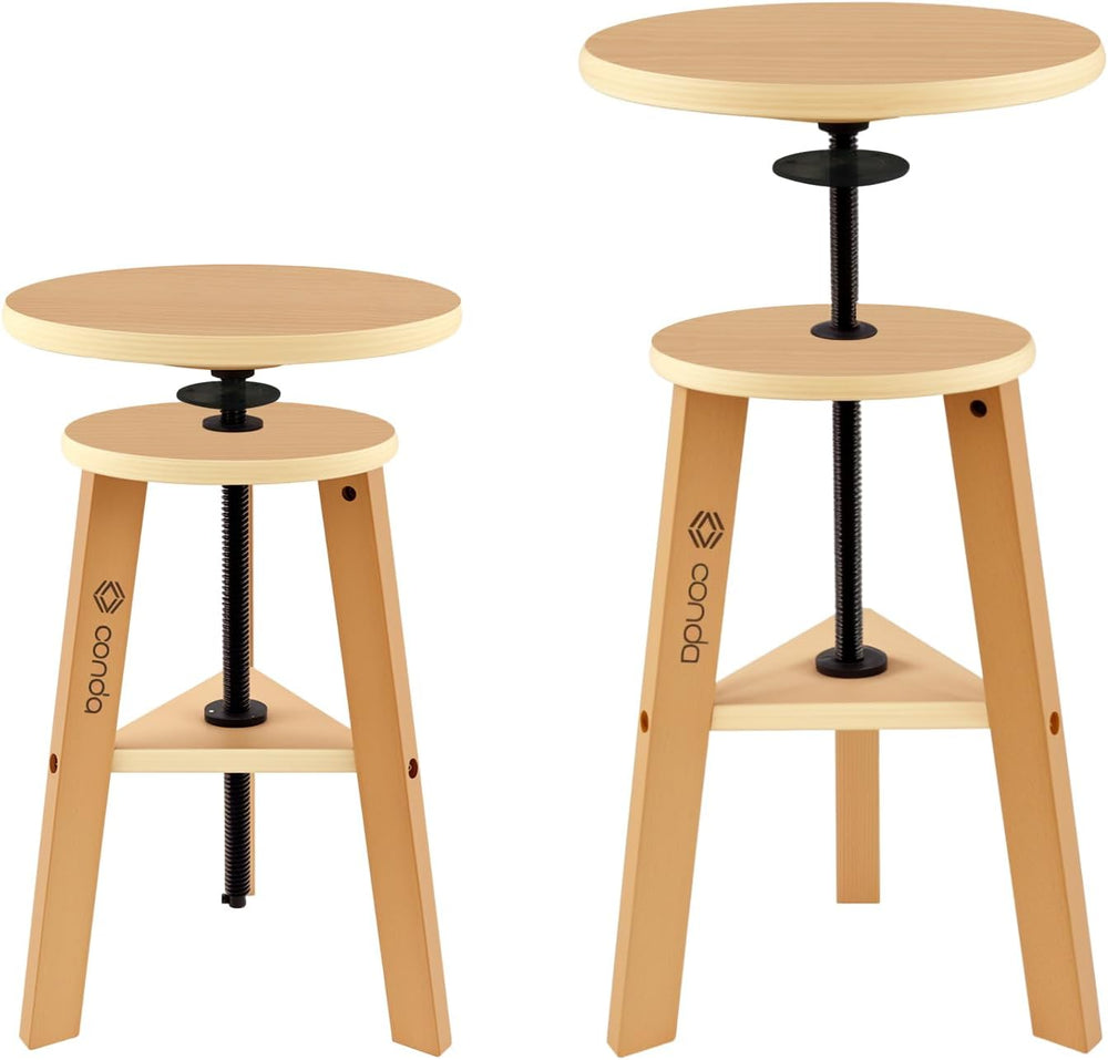 conda Adjustable Height Wooden Drafting Stool 20" to 25", Beech Woo...