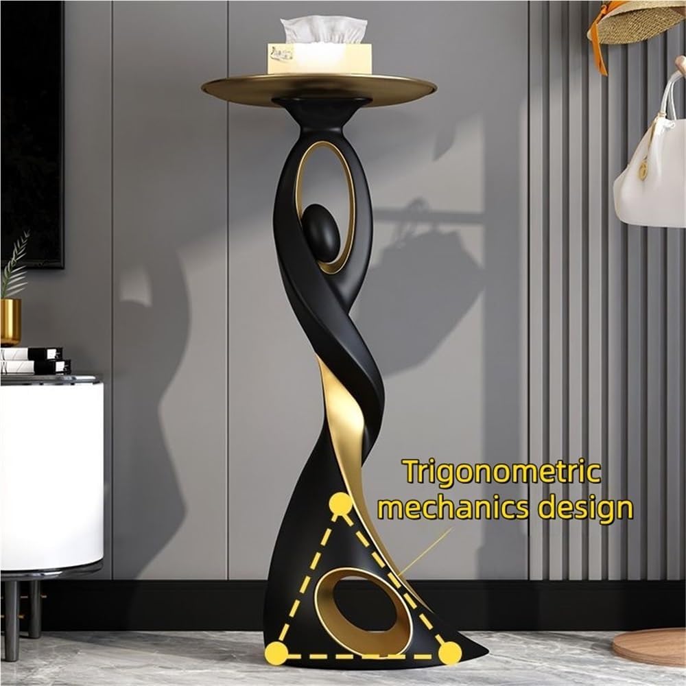 Special Metal End Table with Tray Top, Modern Creative Resin Statue, Floor-St...
