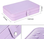 LANDICI Small Jewelry Box for Women Girls, PU Leather Travel Jewelry Case, Portable Jewelry Organizer Storage Holder Display for Ring Earrings Necklace Bracelet Bangle Men Kids Gift, Lavender