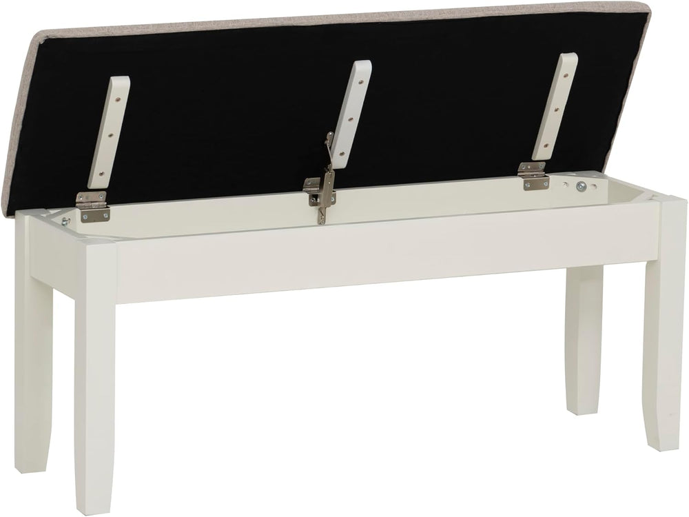 Powell Company Jane Grey Wood Backless Storage Bench with Beige Upholstered Top