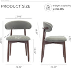 COLAMY Wooden Dining Room Chairs Set of 2, Modern Upholstered Fabric Dining Chairs, Farmhouse Kitchen Side Chair with Foot Pegs, Green