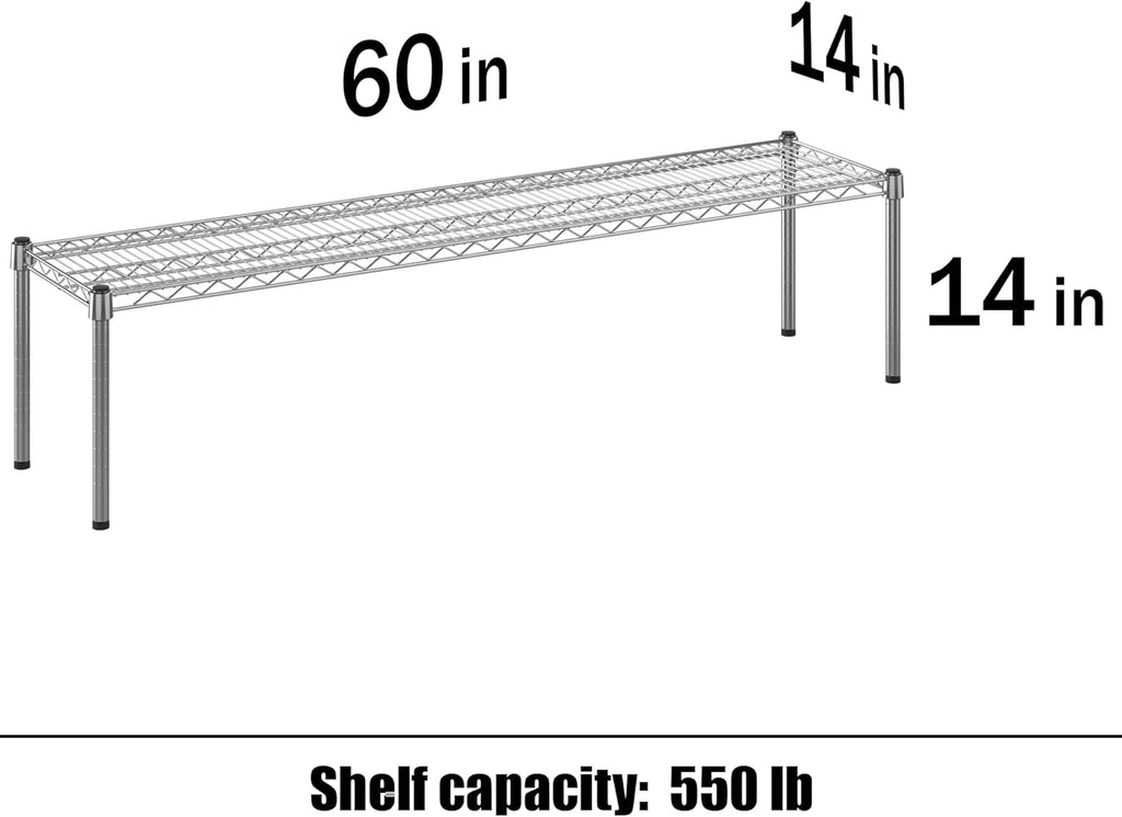 14" Deep x 60" Wide x 14" Height Wire Shelving Kit | 1-Tier | NSF Commercial Storage Rack Unit
