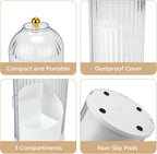 Toothbrush Holder with Cover, 360 Rotating Dust-proof Toothbrush Holder 3 Slots Rotating Makeup Brush Holder for Vanity Bathroom Countertop Organizer (Transparent)