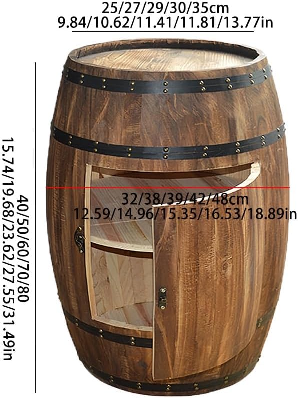Wood Whiskey Barrel Tables, Barrels Side Table with Door, Bar Decorative Wine...