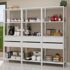 Madesa Kitchen Pantry Storage Rack with 6 Drawers and Open Shelves 82" L Multiuse Modular Cabinet for Kitchen Organization (White)