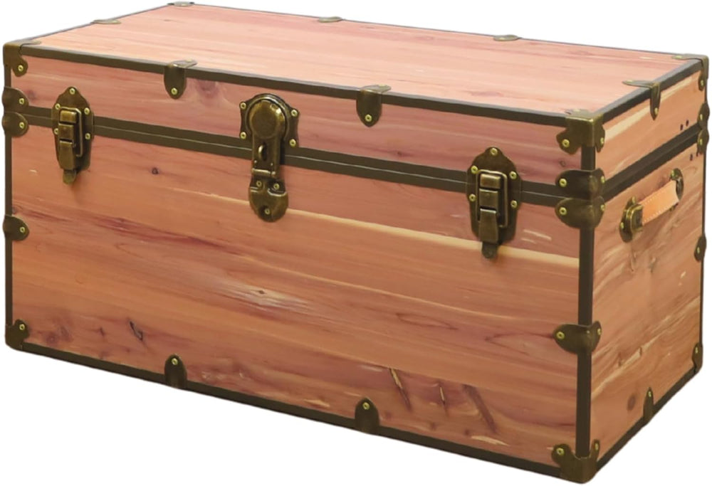 Rhino Knotty Cedar XXL Coffee Table, Storage Trunk Chest with Antique Brass |...