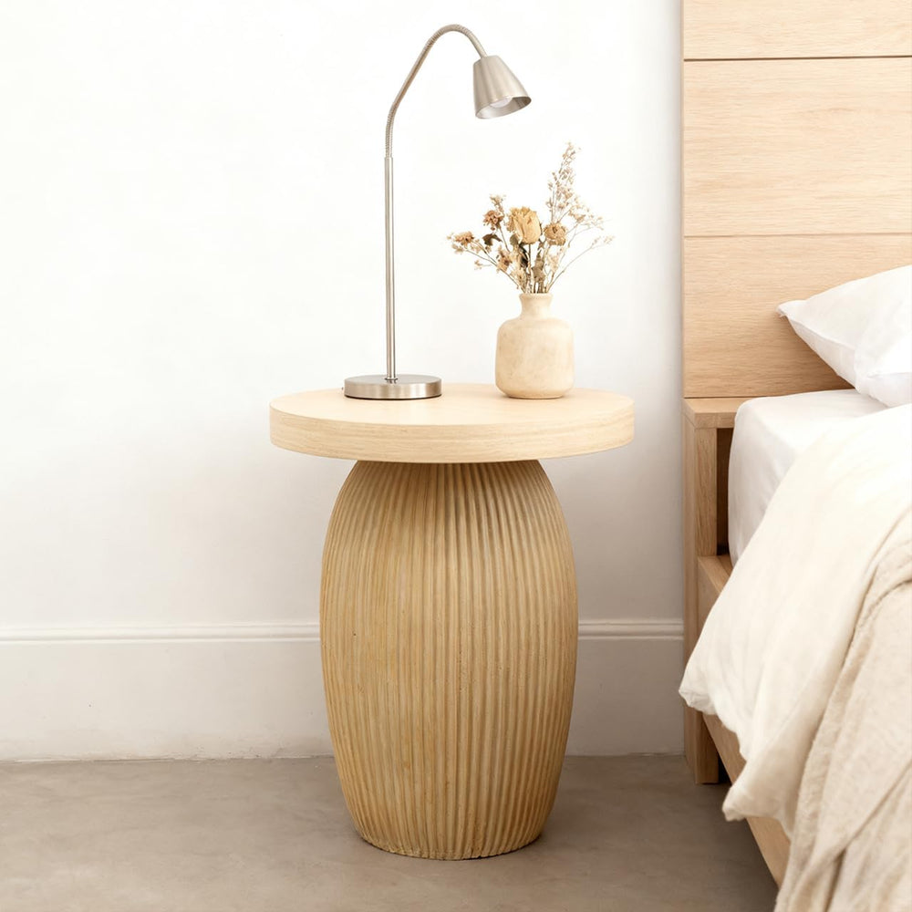 PARISLOFT Mushroom Accent Table, Bohemian Side Table with Light Wood Finish f...
