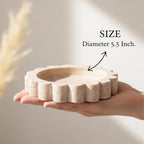 Marble Jewelry Dish 5.5 Inch Handmade Travertine Ring Holder - Trinket Tray for Keys, Earrings, Necklaces & Gifts for Women - Small Candle Dishes, Stone Jewelry Tray for Vanity Decor