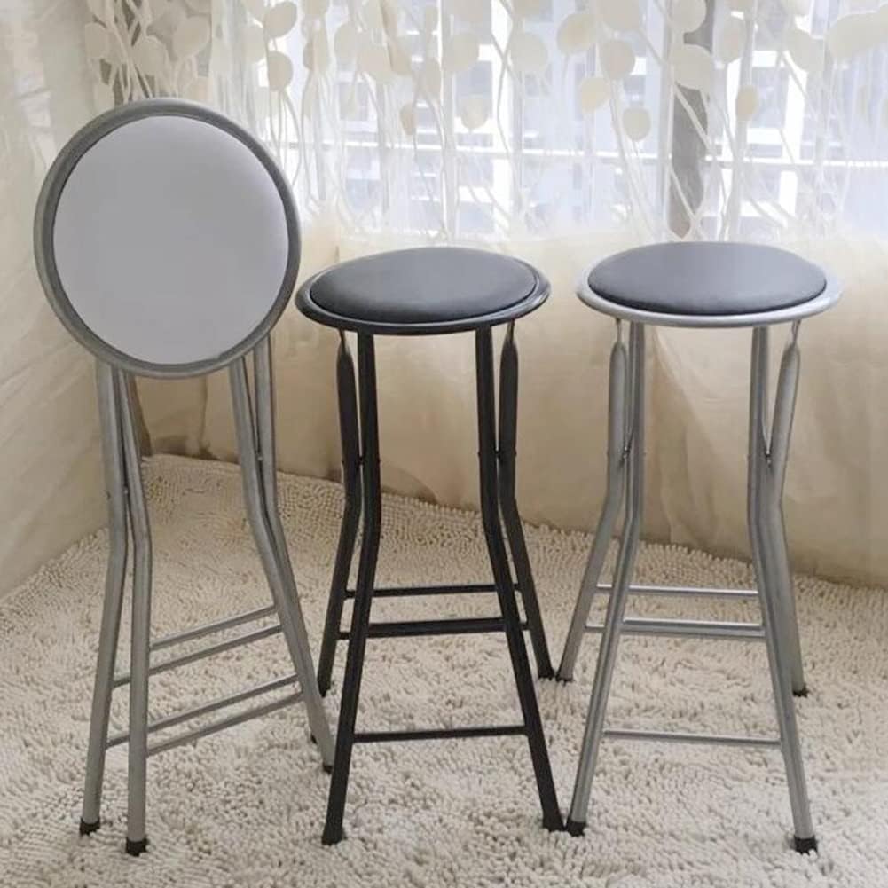 28inch/70cm Counter Height Bar Stool,Backless Folding Chair with 300lbs Capacity,Portable Folding Stool for Home Kitchen Party, 1PC, Black