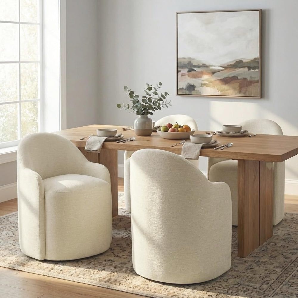 KISLOT Upholstered Dining Chairs with Casters, No Assembly Modern Dining Room...