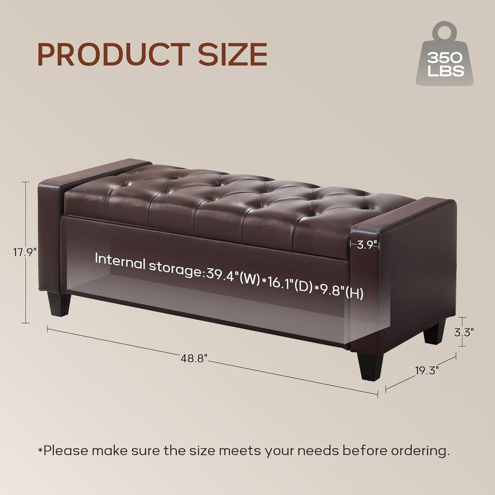 Zihanhome Ottoman with Storage，Storage Ottoman Bench, Faux Leather Storage Be...