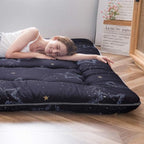 MAXYOYO Japanese Floor Mattress Futon Mattress, 4" Thicken Tatami Mat Sleeping Pad Foldable Roll Up Mat Boys Girls Dormitory Pad Kids Floor Lounger Pillow Bed, Charcoal Grey, Queen Size