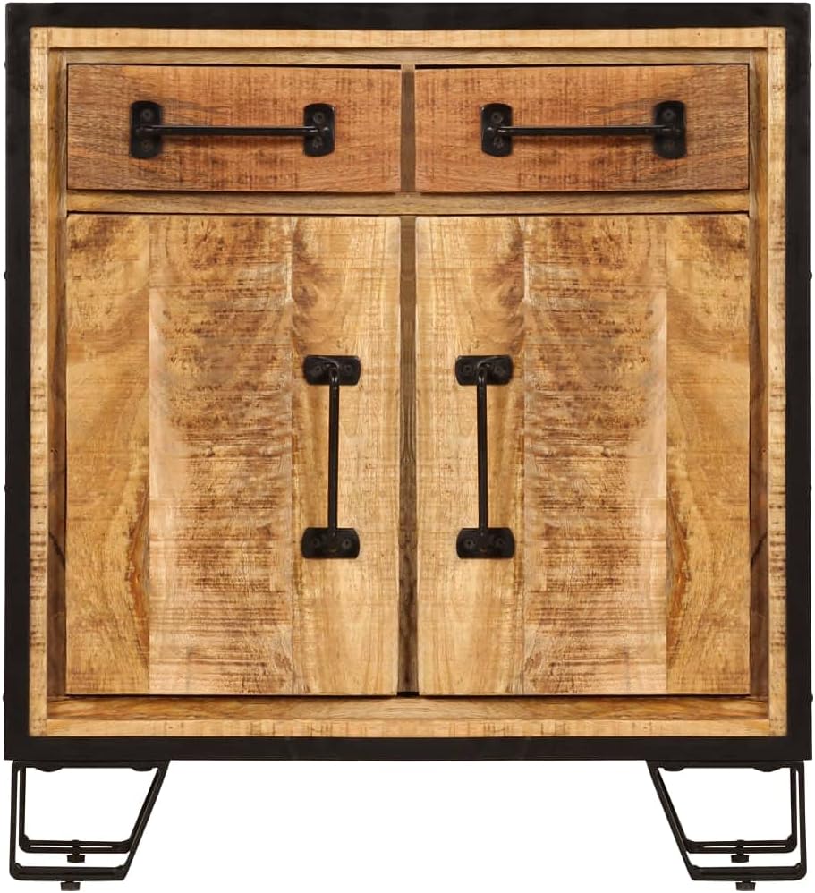 Rustic Solid Mango Wood Sideboard Cabinet 25.6 x 11.8 x 27.6 Inches, Unique G...