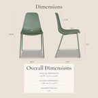 Poly & BARK Isla Modern Kitchen Chairs Set of 4 - Plastic Dining Chair with Metal Legs - Quick Assembly Simple Cafe Chairs Plastic for Indoor or Outdoor - Pistachio Green