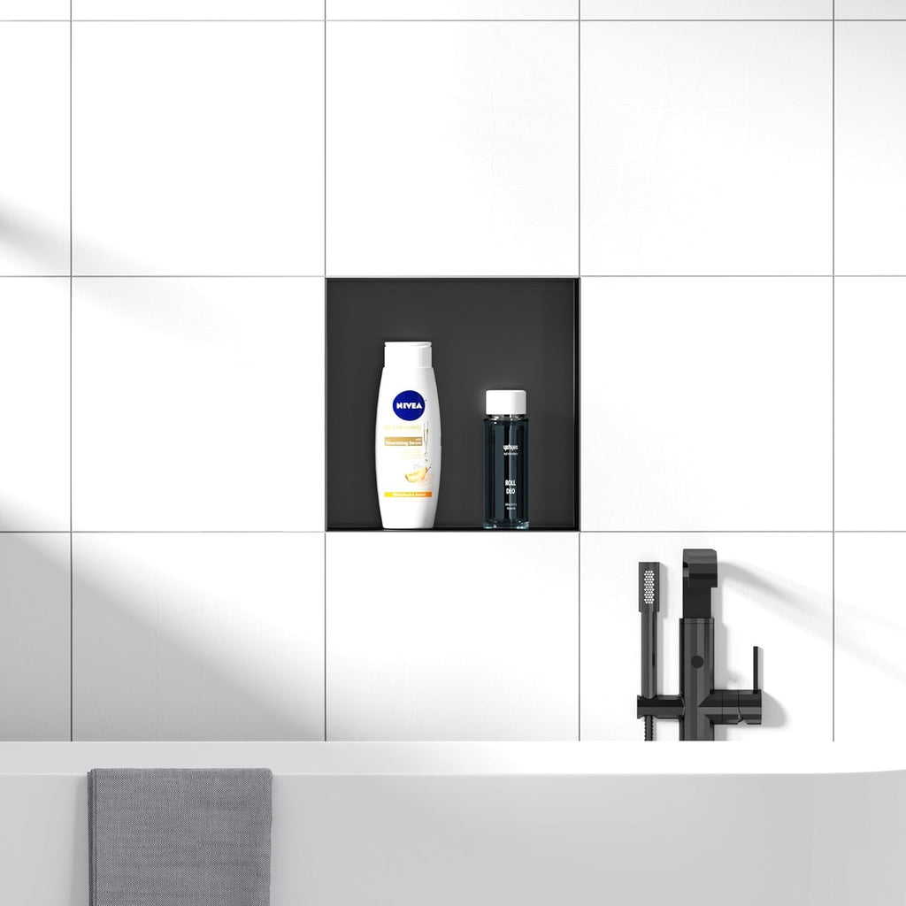 Stainless Steel Shower Niche 12" X 12", No Tile Needed Wall Niche Shower, Recessed Shower Shelf for Bathroom Storage, Matte Black