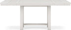 Signature Design by Ashley Robbinsdale Farmhouse Distressed Counter Height Dining Extension Table with Trestle Base, Planked Effect and 2 Removable End Leaves, White