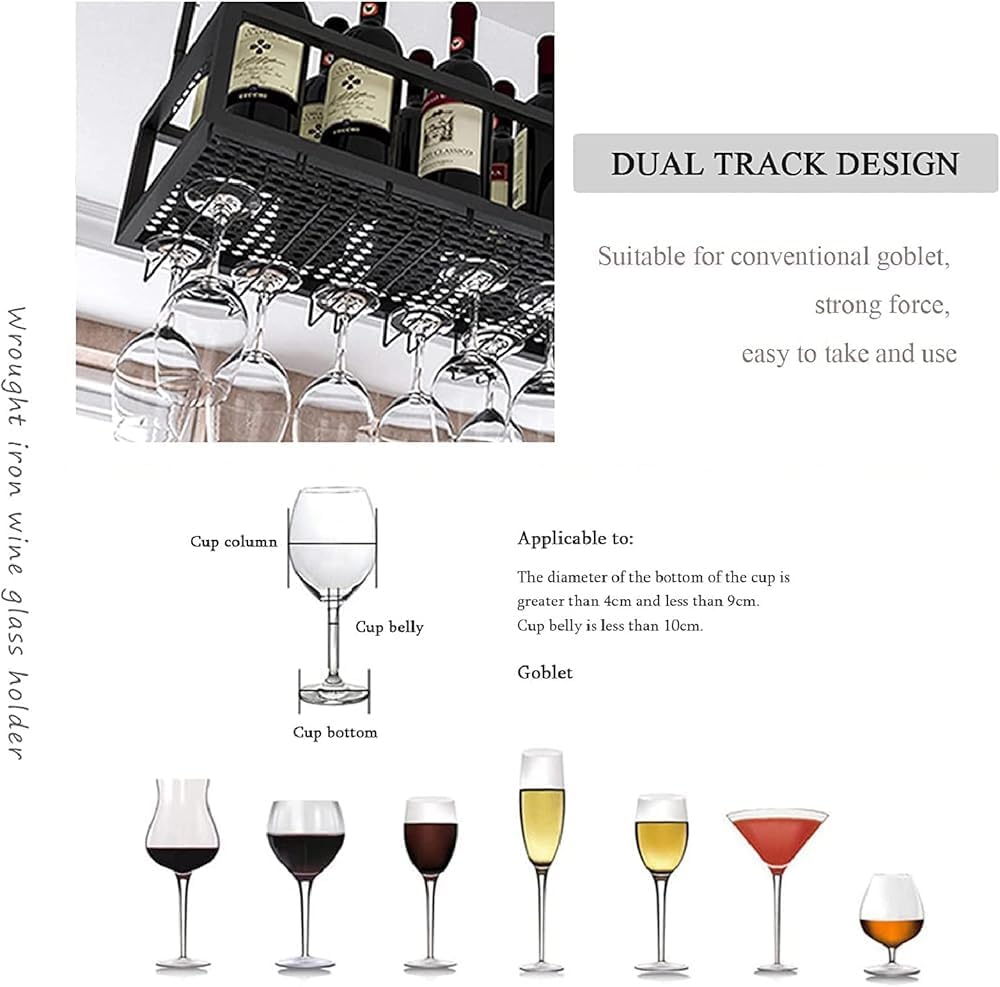 Adjustable Ceiling Wine Glass Rack - Iron Hanging Wine Bottle Holder 11.8-23....