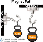 MIKEDE Strong Magnetic Hooks, 120Lbs Heavy Duty Magnetic Hooks for Cruise Cabin, Neodymium Earth Magnets with Hooks for Hanging, Super Metal Industrial Magnetic Hanger for Grill, Cruise, Storage