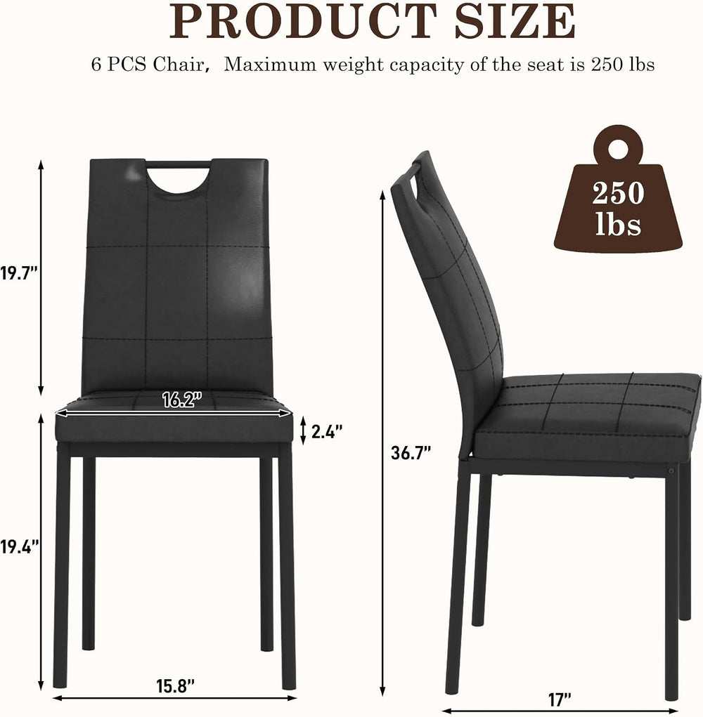 7-Piece Dining Table Set with 6 Cushion Chairs for 4 6 People, 71" Large...