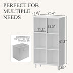 Wood Cube Storage Organizer White Bookshelf - 3-Tier Freestanding Storage Cabinet with Legs for Home Office, 6-Cubes Open Shelf