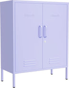 Wide Multipurpose Metal Storage Cabinet with Lockable Design & 2 Adjustable Partitions, Thickened Steel & Sturdy Construction for Home, Living Room & Office Purple 33" H X 29.5" W X 13.8" D