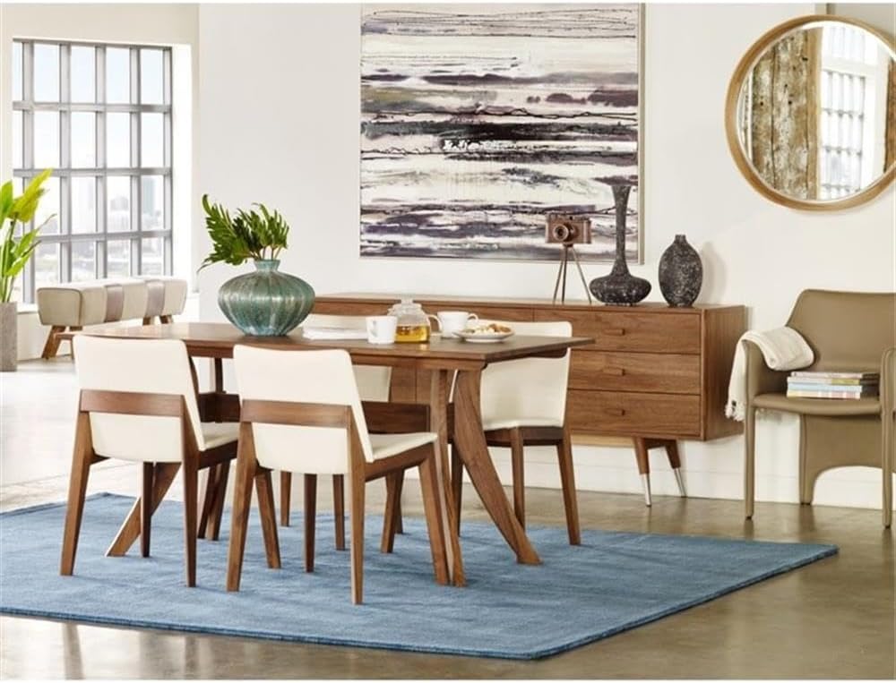 Moe's Home Collection Pommel 18.5" Leather Upholstered Bench in Brow...