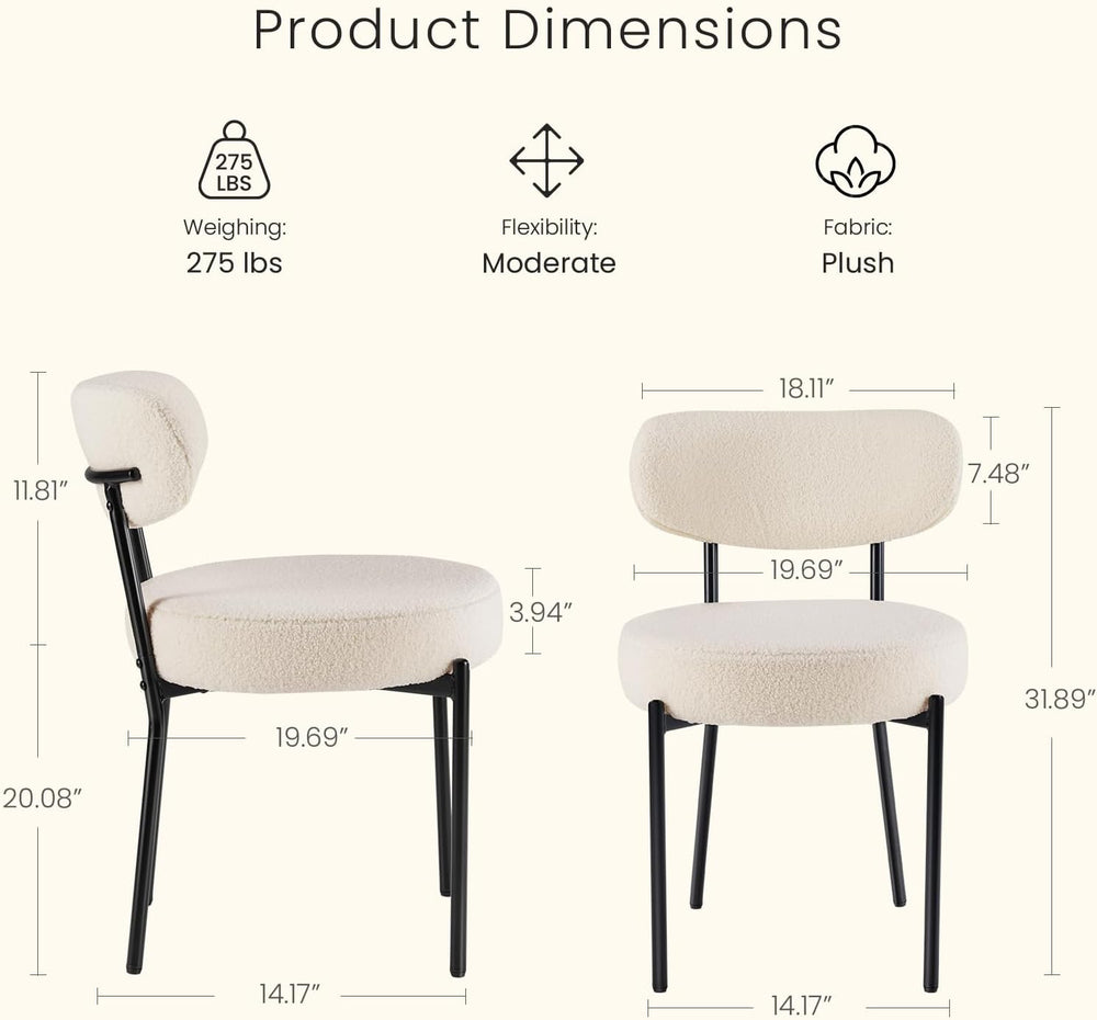 DUMOS Dining Chairs, Mid Century Modern Chair Upholstered Curved Backrest